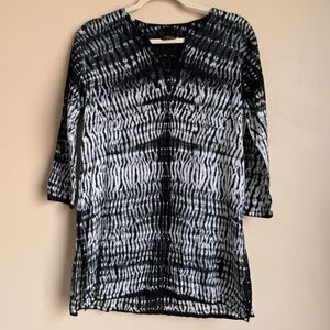 KIKISOL 100% cotton black‎ tie dye beach cover up size small
